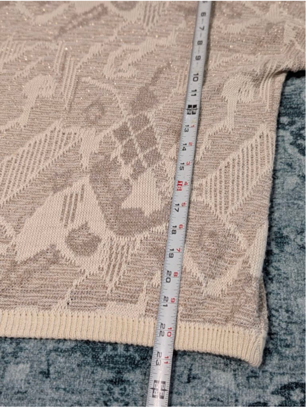 Vintage 90s Smart Set Metallic Gold Knit Crewneck Sweater Large - Picture 14 of 14
